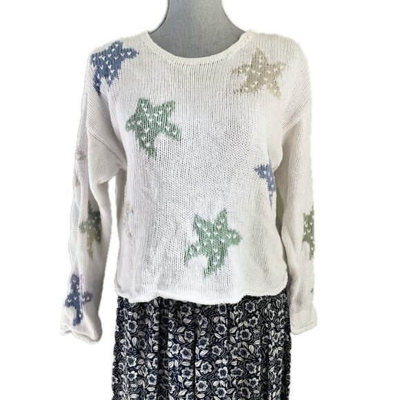 Freeport Studios Cotton Summer Chunky Knit Sweater Stars Size Small - Picture 1 of 6